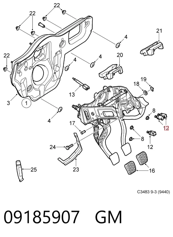 Interruptor de embrague 09185907 General Motors