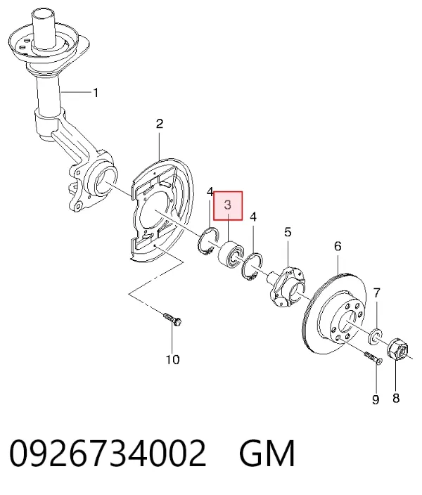 Cojinete de rueda delantero 0926734002 General Motors