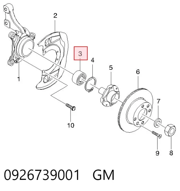 Cojinete de rueda delantero 0926739001 General Motors
