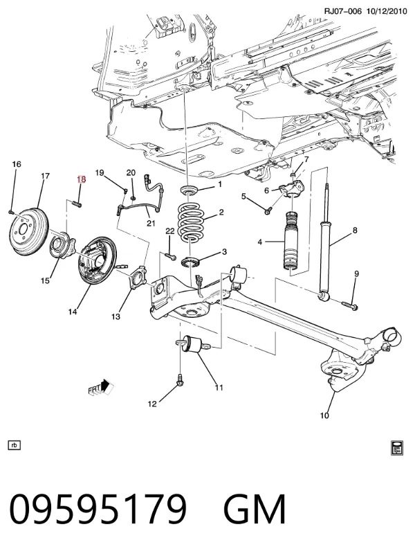 Perno de cubo 09595179 General Motors