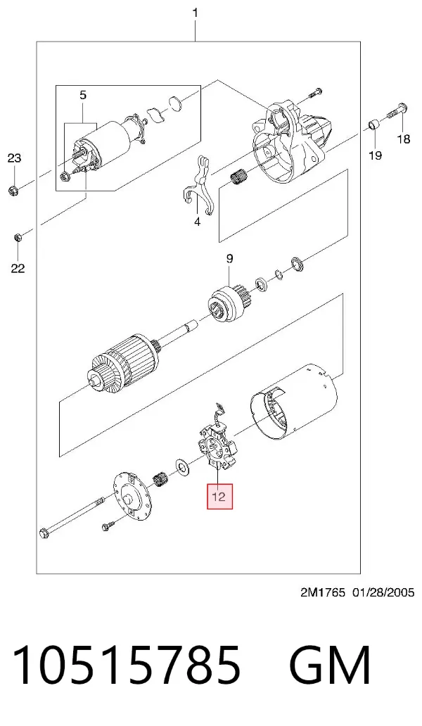Portaescobillas motor de arranque 10515785 General Motors