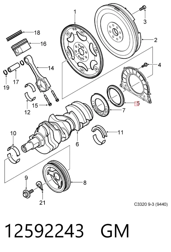 Retén de cigüeñal 12592243 General Motors