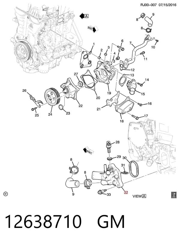 Cuello de llenado del sistema de refrigeración 12638710 General Motors