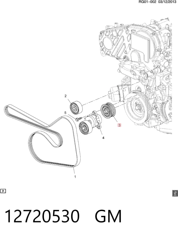 Polea inversión / guía, correa poli V 12720530 General Motors