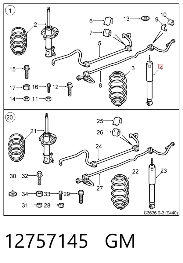 Amortiguador trasero 12757145 General Motors