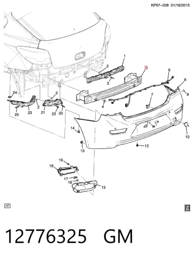 Refuerzo de parachoques trasero GM 12776325