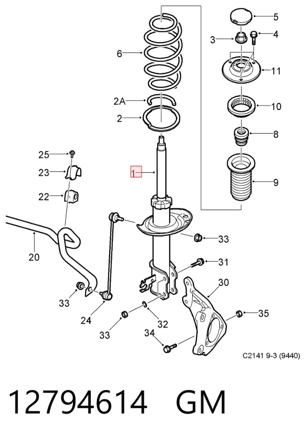 Amortiguador delantero derecho 12794614 General Motors