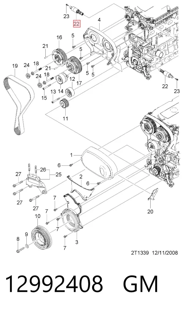 Válvula de control del árbol de levas 12992408 General Motors