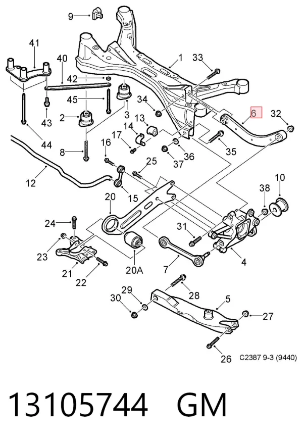 Brazo superior de suspensión trasera izquierdo/derecho 13105744 General Motors
