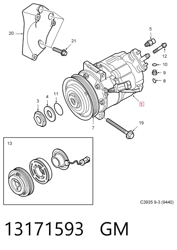 Compresor de aire acondicionado 13171593 General Motors