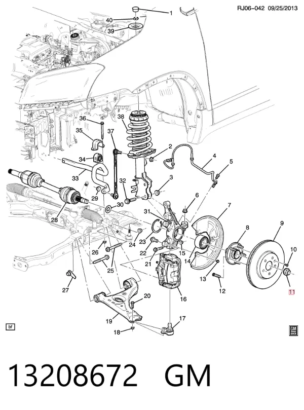 Cojinete de rueda delantero 13208672 General Motors