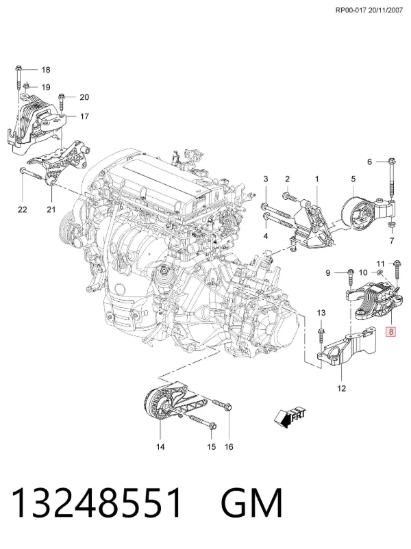 Soporte izquierdo de la transmisión 13248551 General Motors