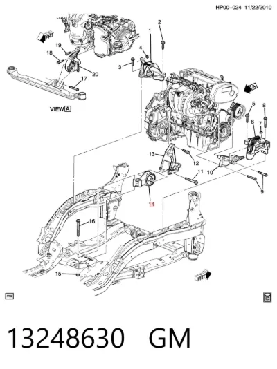 Soporte trasero del motor GM 13248630