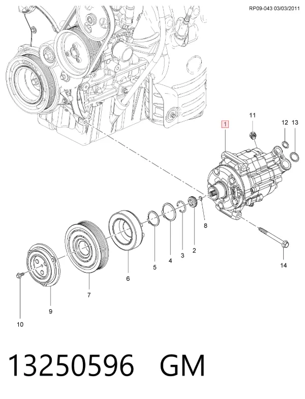 Compresor de aire acondicionado 13250596 General Motors