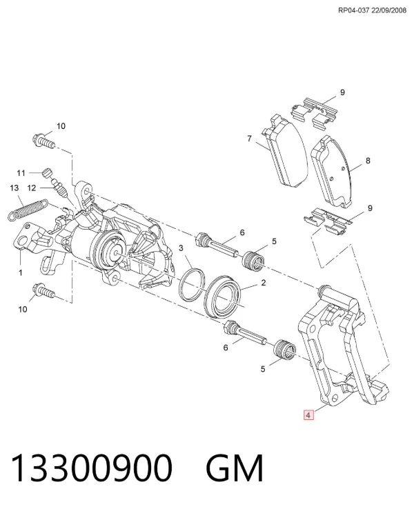 Soporte de la pinza de freno trasera 13300900 General Motors
