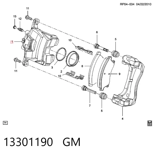 Pinza de freno delantera derecha 13301190 General Motors