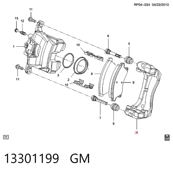 Soporte de la pinza de freno delantera 13301199 General Motors