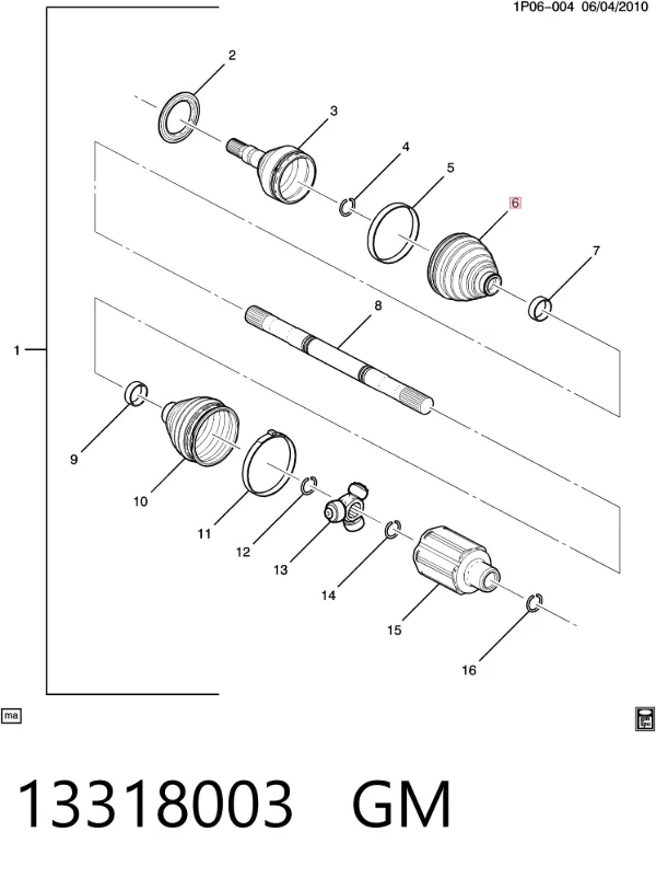 Fuelle de palier delantero exterior 13318003 Opel