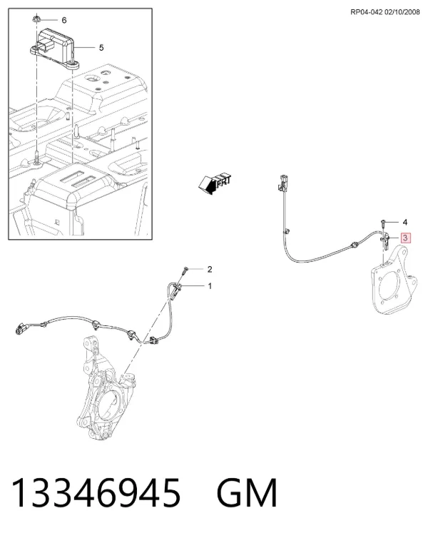 Sensor ABS trasero 13346945 General Motors