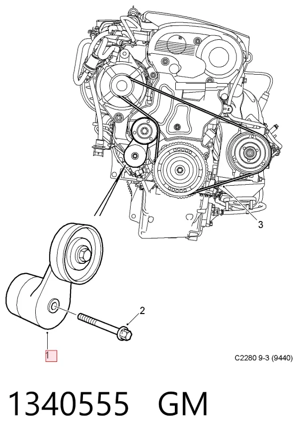 Tensor de correa poli V 1340555 General Motors