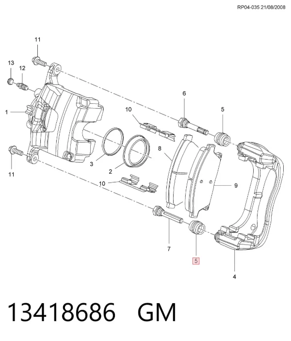Kit de reparación de pinzas de freno trasero 13418686 General Motors
