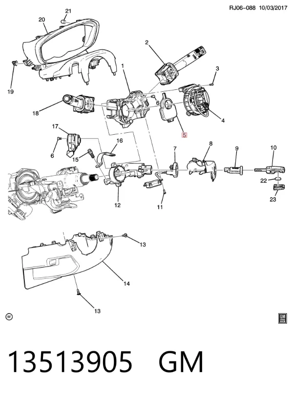 Sensor angulo de giro 13513905 General Motors
