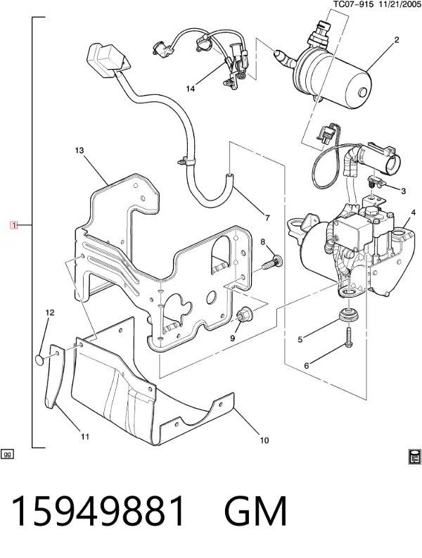 Compresor de suspensión neumática 15949881 General Motors