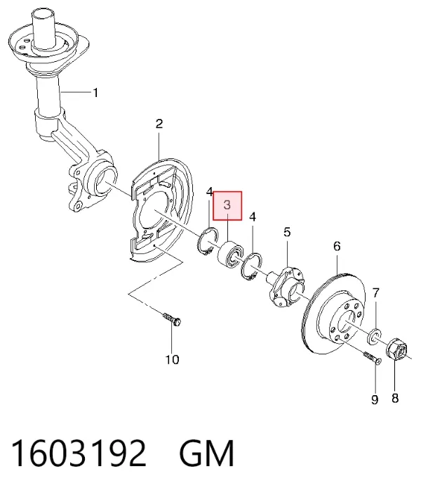 Cojinete de rueda delantero 1603192 General Motors