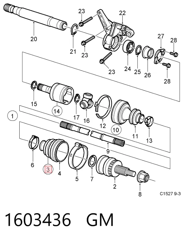 Fuelle de palier delantero exterior 1603436 General Motors