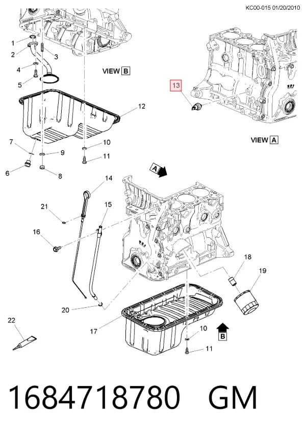 Sensor de presión de aceite 1684718780 General Motors