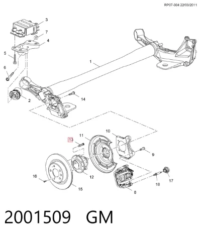 Perno de cubo GM 2001509
