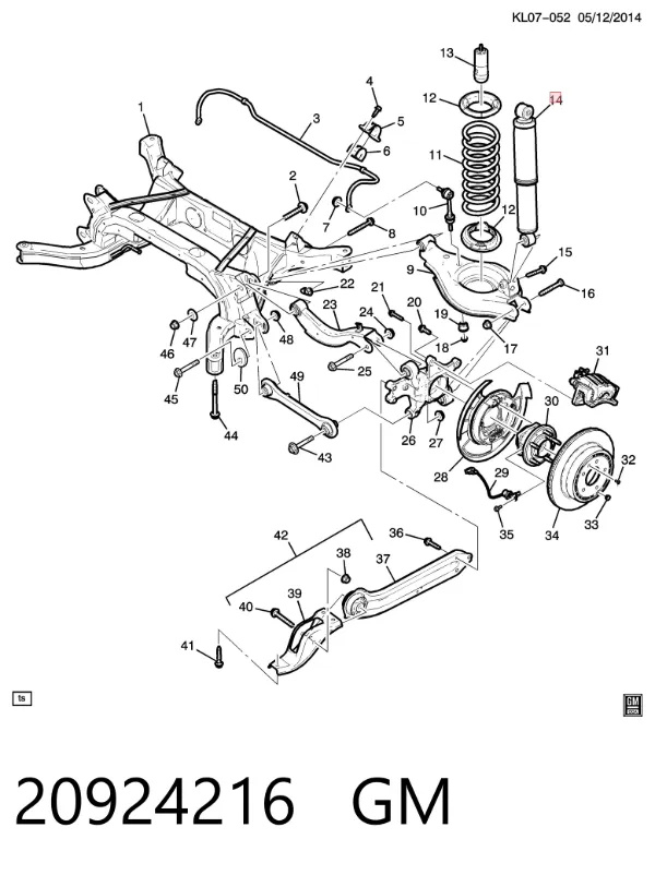 Amortiguador trasero 20924216 General Motors
