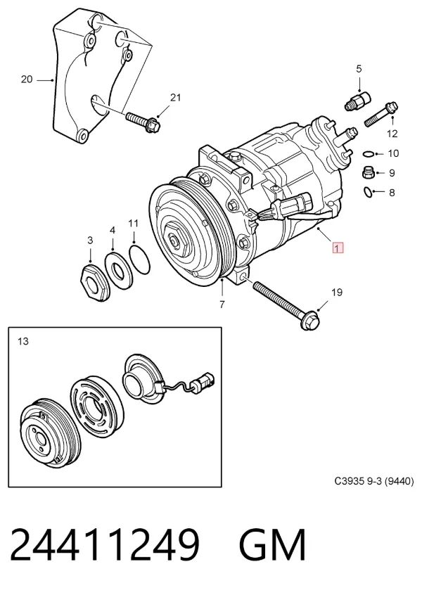 Compresor de aire acondicionado 24411249 General Motors