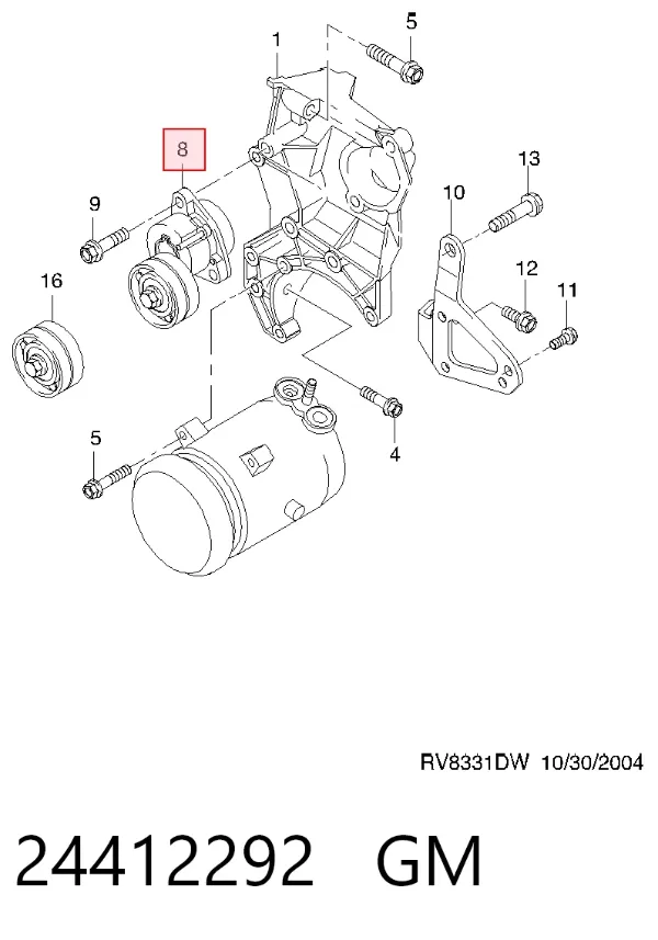 Tensor de correa poli V 24412292 General Motors