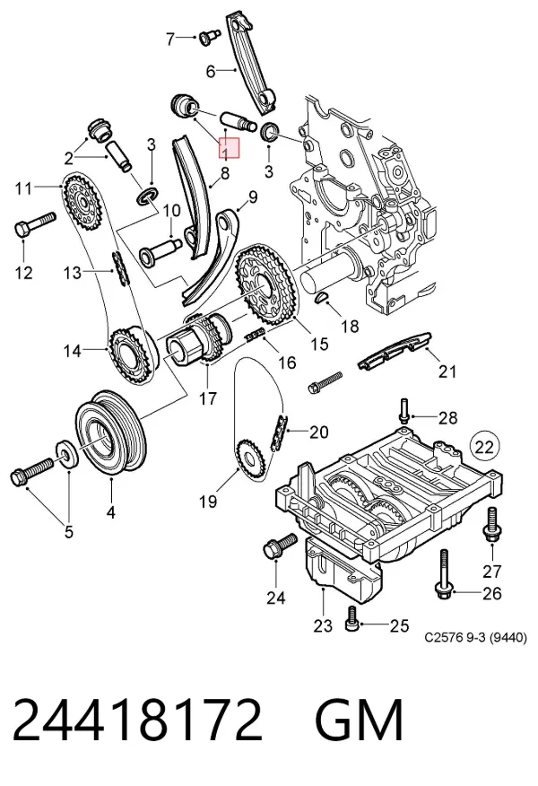 Tensor de cadena de distribución 24418172 General Motors