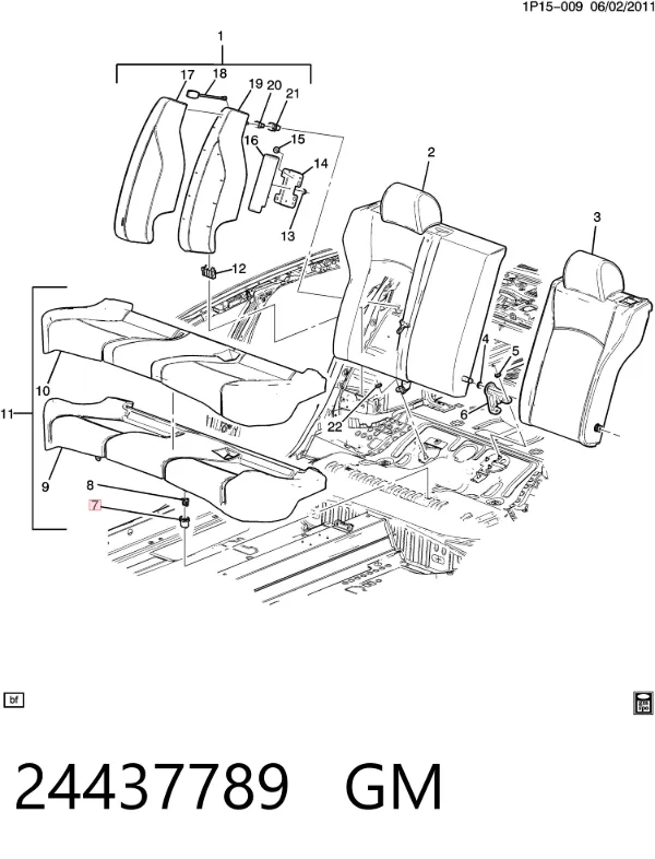 Fijador de asiento trasero YQ00223480 Peugeot/Citroen