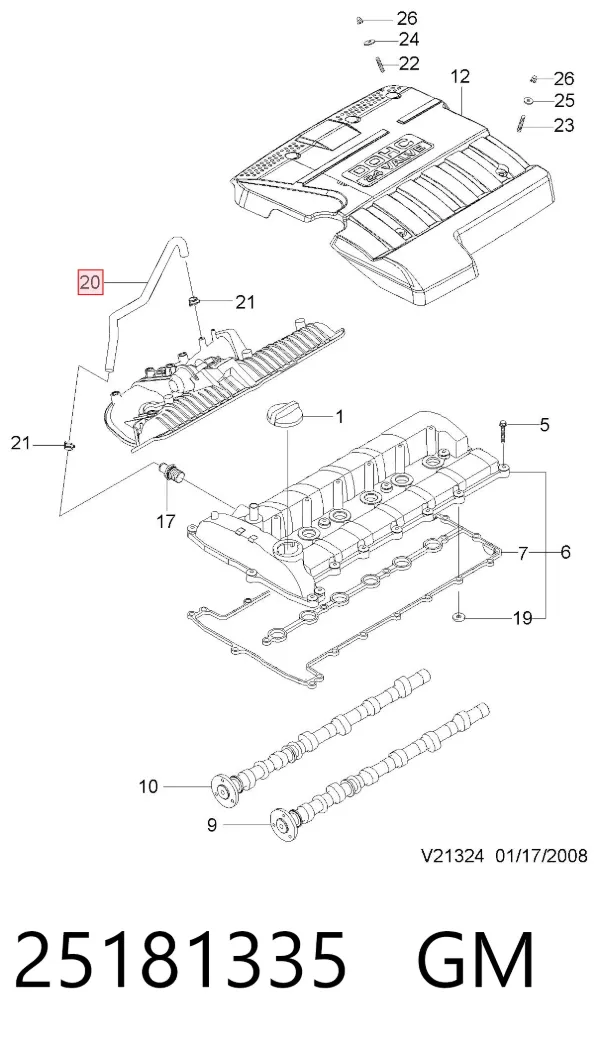 Tubo de ventilación del cárter Chevrolet Epica II