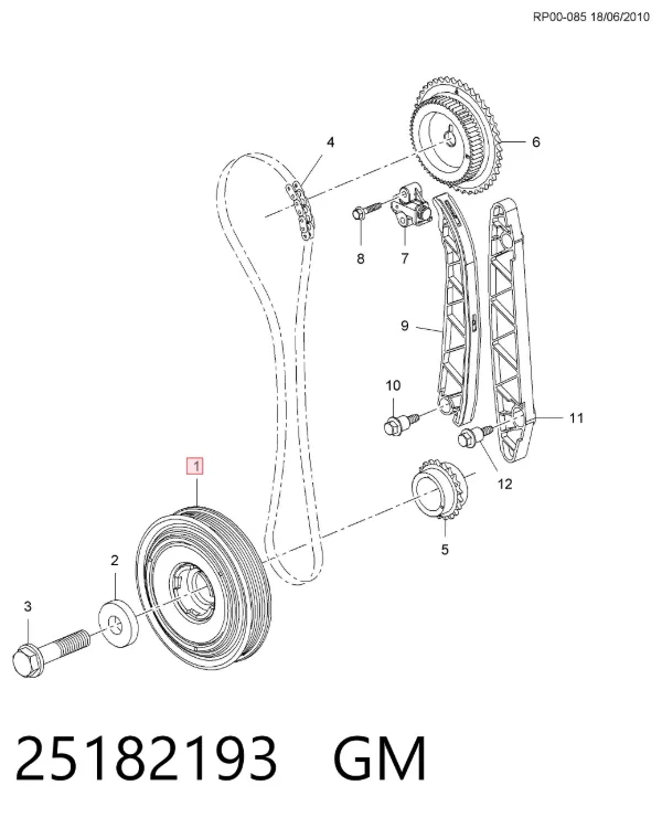Polea de cigüeñal 25182193 General Motors