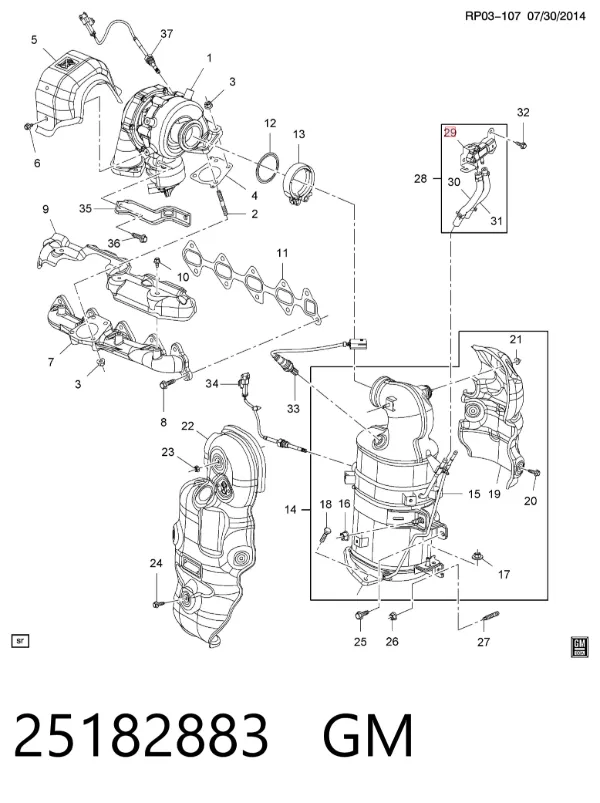 Sensor de presion gases de escape 25182883 General Motors