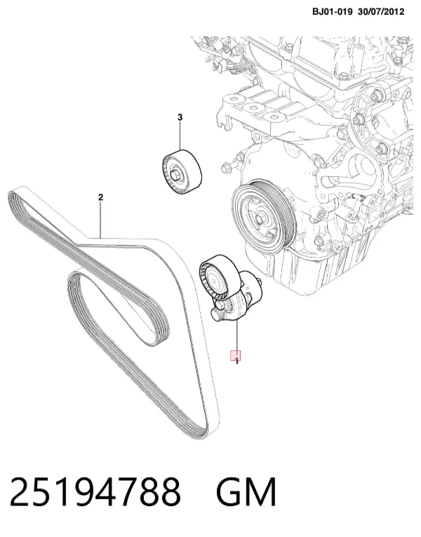 Tensor de correa poli V 25194788 General Motors