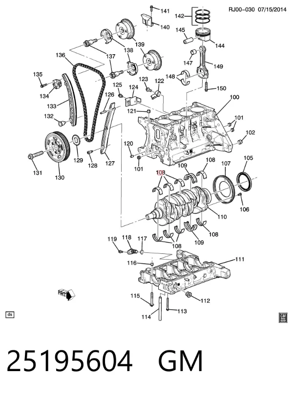 Juego de cojinetes de cigüeñal, estándar, STD 25195604 General Motors
