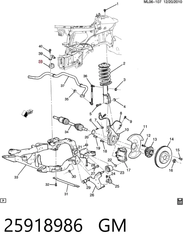 Buje de barra estabilizadora delantera 25918986 General Motors