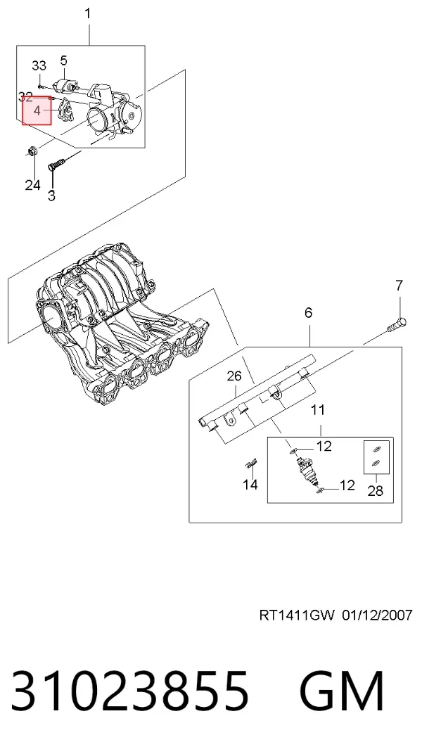 Sensor TPS 31023855 General Motors