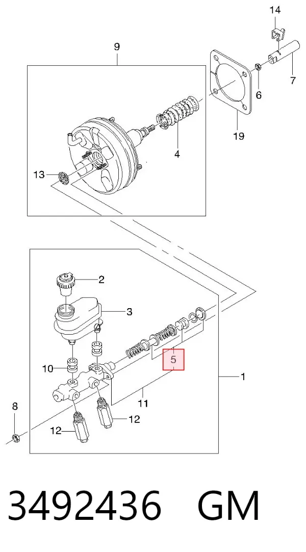 Kit de reparación cilindro de freno principal 3492436 General Motors