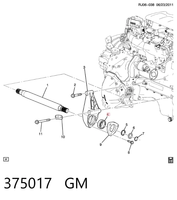 Soporte de rodamiento intermedio del semieje delantero 375017 General Motors