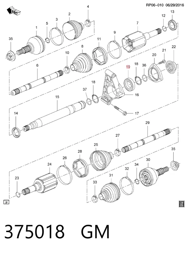 Soporte de rodamiento intermedio del semieje delantero 375018 General Motors