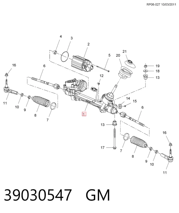 Cremallera de dirección 39030547 General Motors