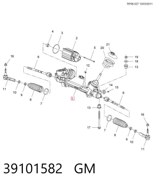 Cremallera de dirección 39101582 General Motors