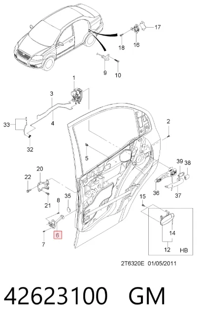Limitador de apertura de puerta trasera derecha GM 42623100