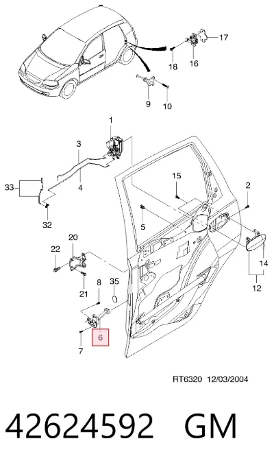 Limitador de apertura de puerta trasera derecha GM 42624592